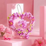 Wholesale DIY Heart Shaped Wreath Building Blocks 326 pcs Pink Flower Bricks Set Custom Romantic Hanging Ornament Toy for Valentine's Day Gift