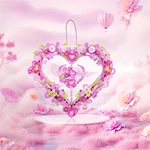Wholesale DIY Heart Shaped Wreath Building Blocks 326 pcs Pink Flower Bricks Set Custom Romantic Hanging Ornament Toy for Valentine's Day Gift