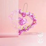 Wholesale DIY Heart Shaped Wreath Building Blocks 326 pcs Pink Flower Bricks Set Custom Romantic Hanging Ornament Toy for Valentine's Day Gift