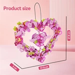 Wholesale DIY Heart Shaped Wreath Building Blocks 326 pcs Pink Flower Bricks Set Custom Romantic Hanging Ornament Toy for Valentine's Day Gift