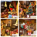 Wholesale Christmas Book Nook Kit DIY Jingle Cabin Wooden Bookshelf Insert with LED Light Custom 3D Puzzle Miniature Supplier