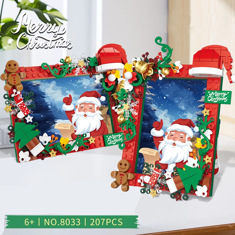 Wholesale Christmas Photo Frame Building Blocks, DIY Santa Claus Craft Kit for Kids, Holiday Decor Bricks Supplier