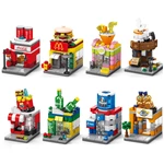 Customized Coffee Fast Food Building Block Sets Street View City Toy