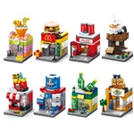 Customized Coffee Fast Food Building Block Sets Street View City Toy