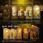 Hot Sale Custom 3D Wooden Puzzle Diy Book Nook Kit With LED Light