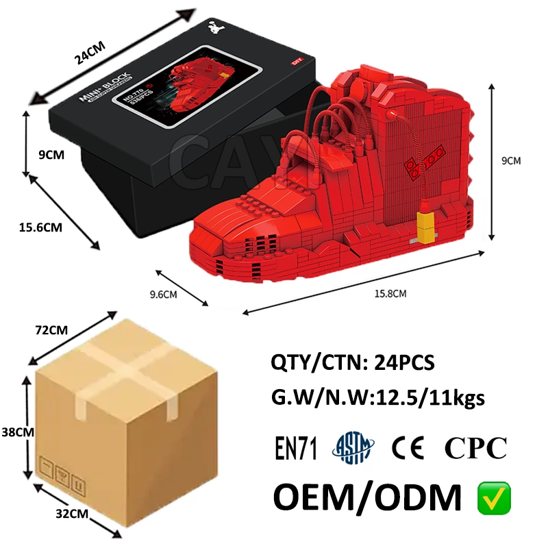 Plastic Mini Blocks Sneaker Shoe Model – Creative Display Toy for Custom Branding with Full OEM/ODM Design Service