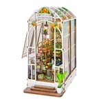 23cm DIY Wooden Miniature Greenhouse for Custom Branding with Touch-Switch LED & OEM Design Service