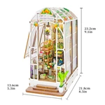 23cm DIY Wooden Miniature Greenhouse for Custom Branding with Touch-Switch LED & OEM Design Service
