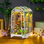 23cm DIY Wooden Miniature Greenhouse for Custom Branding with Touch-Switch LED & OEM Design Service