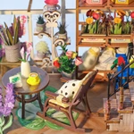 23cm DIY Wooden Miniature Greenhouse for Custom Branding with Touch-Switch LED & OEM Design Service