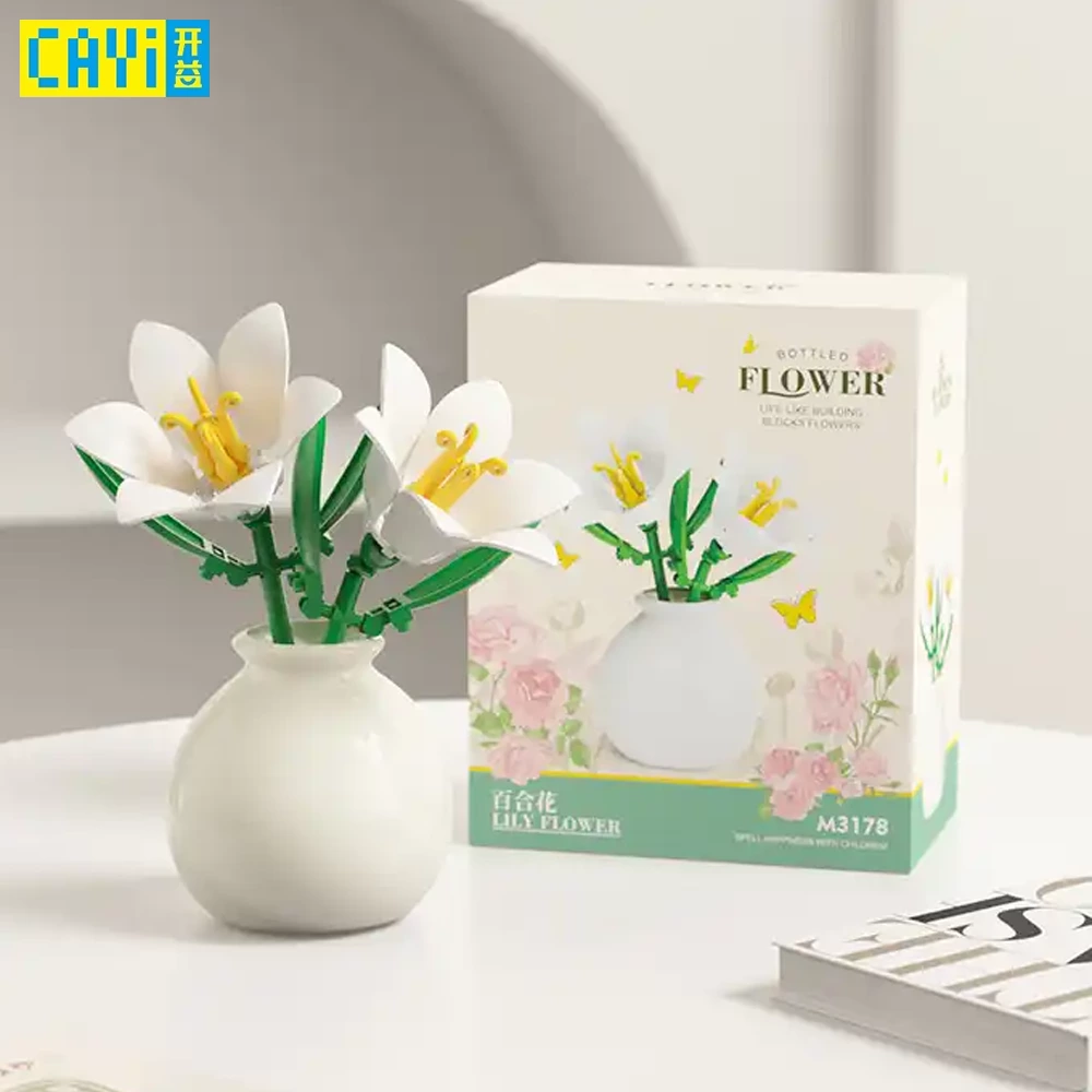 Wholesale Building Block Flower Collection with Vases, Bulk DIY Botanical Bricks for Home Decor & Gifts, OEM Supplier
