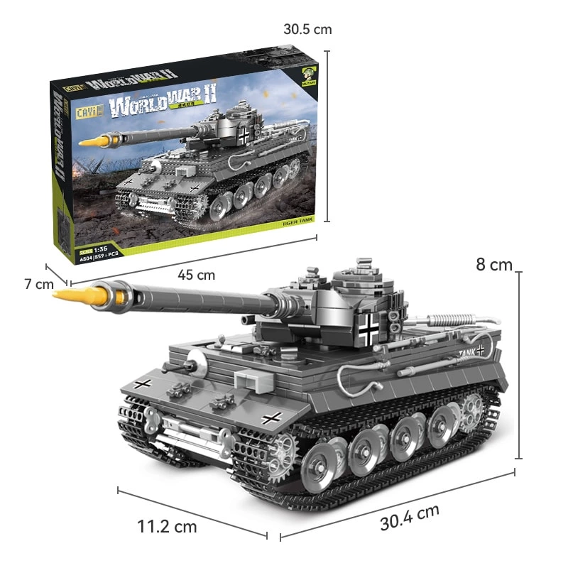 Wholesale WW2 German Tiger Tank Building Blocks Collectible Military Model Kit for Adults OEM Bricks Toy Factory (858 pcs)
