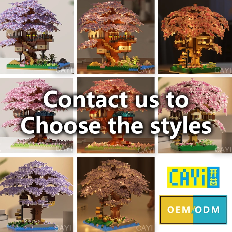 Wholesale Cherry Blossom Treehouse Building Blocks, Custom Sakura Tree Model Kit for Adults, OEM Home Decor Bricks Factory