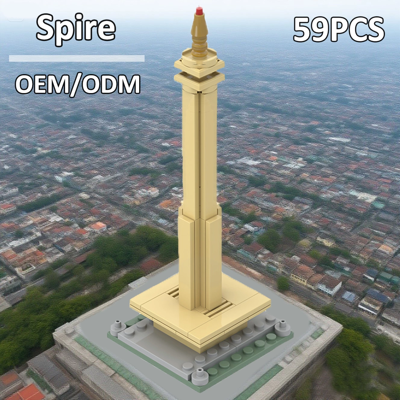 Custom Monas National Monument Building Blocks OEM Jakarta Landmark Model Kit Factory Indonesia Souvenir Gift