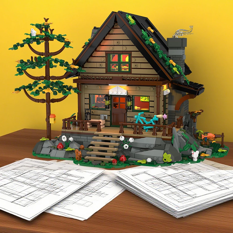 Light-up Modular Log Cabin Building Block Set For Hobby & Retail Markets With Full Oem/odm Architectural Design Service