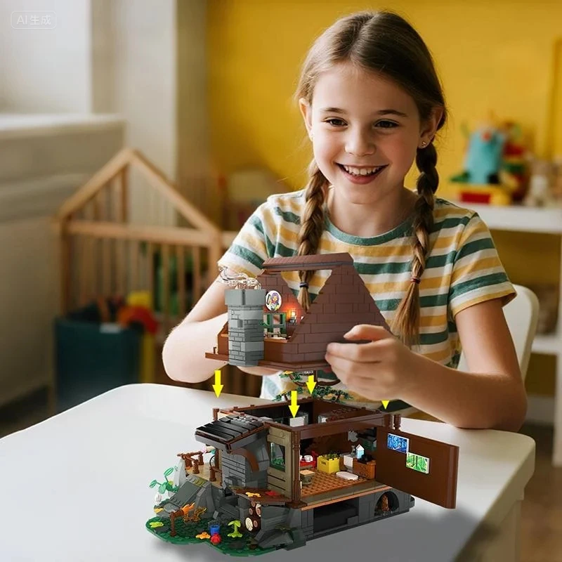 Light-up Modular Log Cabin Building Block Set For Hobby & Retail Markets With Full Oem/odm Architectural Design Service