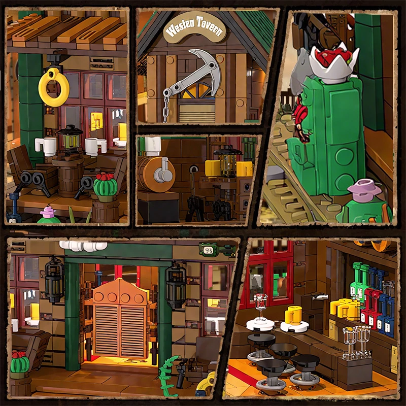 CAYI Western Tavern Lighting Custom ABS Plastic Building Block Toys With Full Oem/odm Thematic Design Service