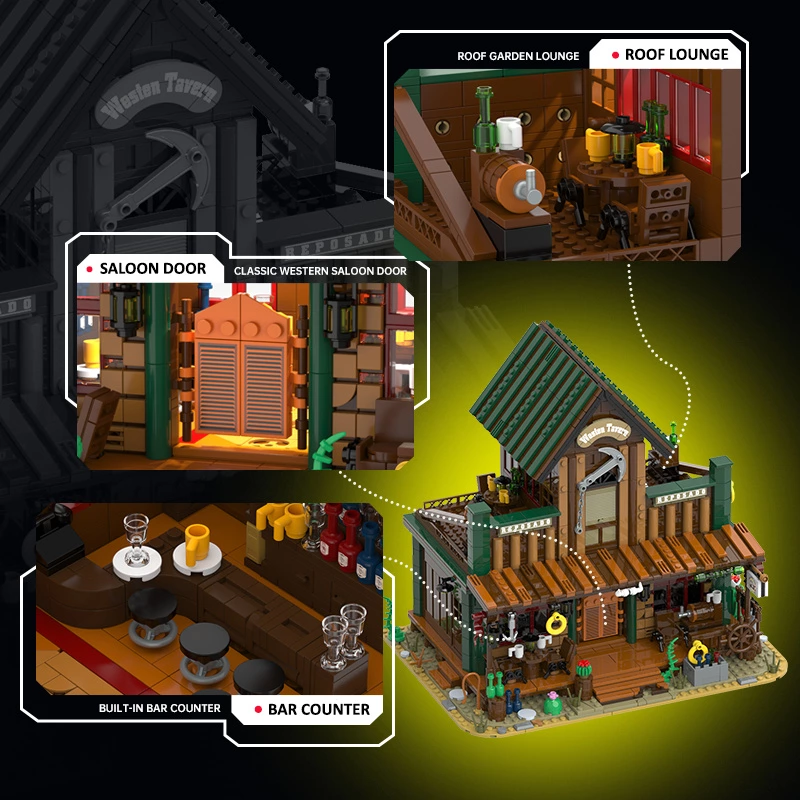 CAYI Western Tavern Lighting Custom ABS Plastic Building Block Toys With Full Oem/odm Thematic Design Service