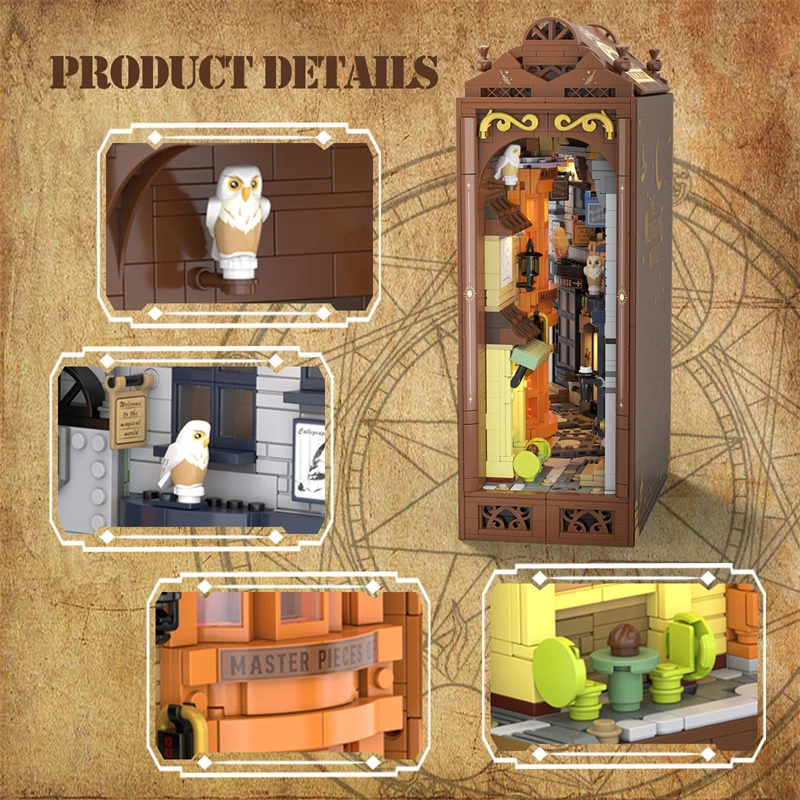 Wholesale Custom Light-up Dual-mode Magic Alley Building Brick Book Nook With Full OEM/ODM Service