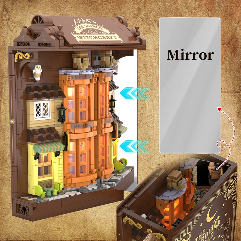 Wholesale Custom Light-up Dual-mode Magic Alley Building Brick Book Nook With Full OEM/ODM Service