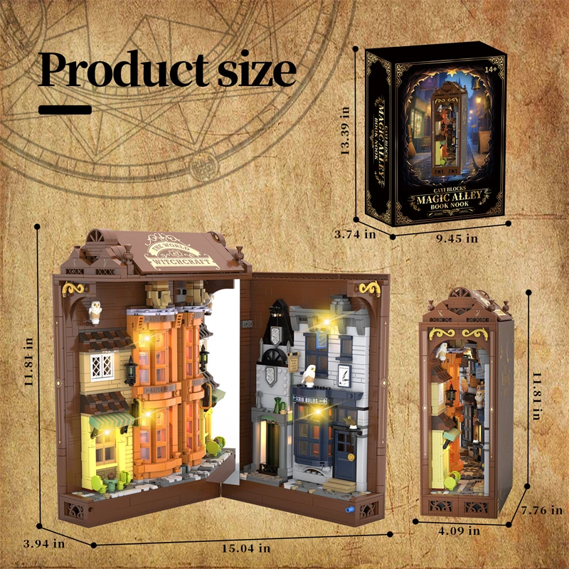 Wholesale Custom Light-up Dual-mode Magic Alley Building Brick Book Nook With Full OEM/ODM Service