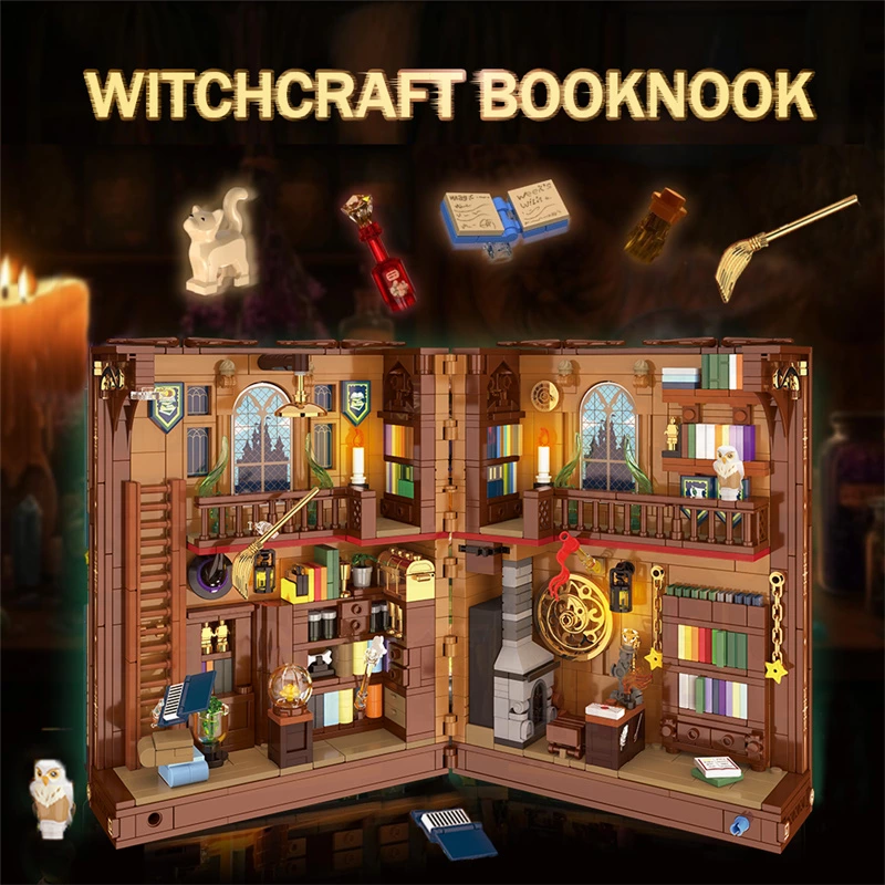 CAYI Plastic Magic Witch Craft Building Block Book Nook Kit With Full Oem/odm Thematic Development Service