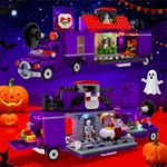 1224PCS Halloween Haunted House Truck Building Blocks Set with LED Lights, Mobile Ghost Dining Car Construction Toy for Adults & Teens